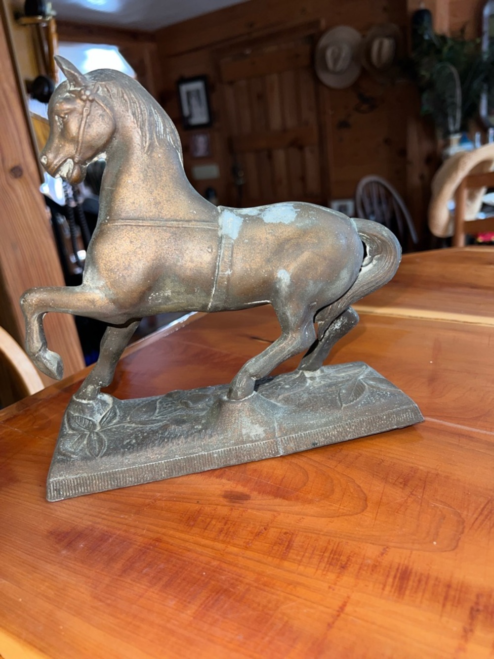 Antique Cast Metal Spelter Galloping Horse Figurine Statue Equestrian